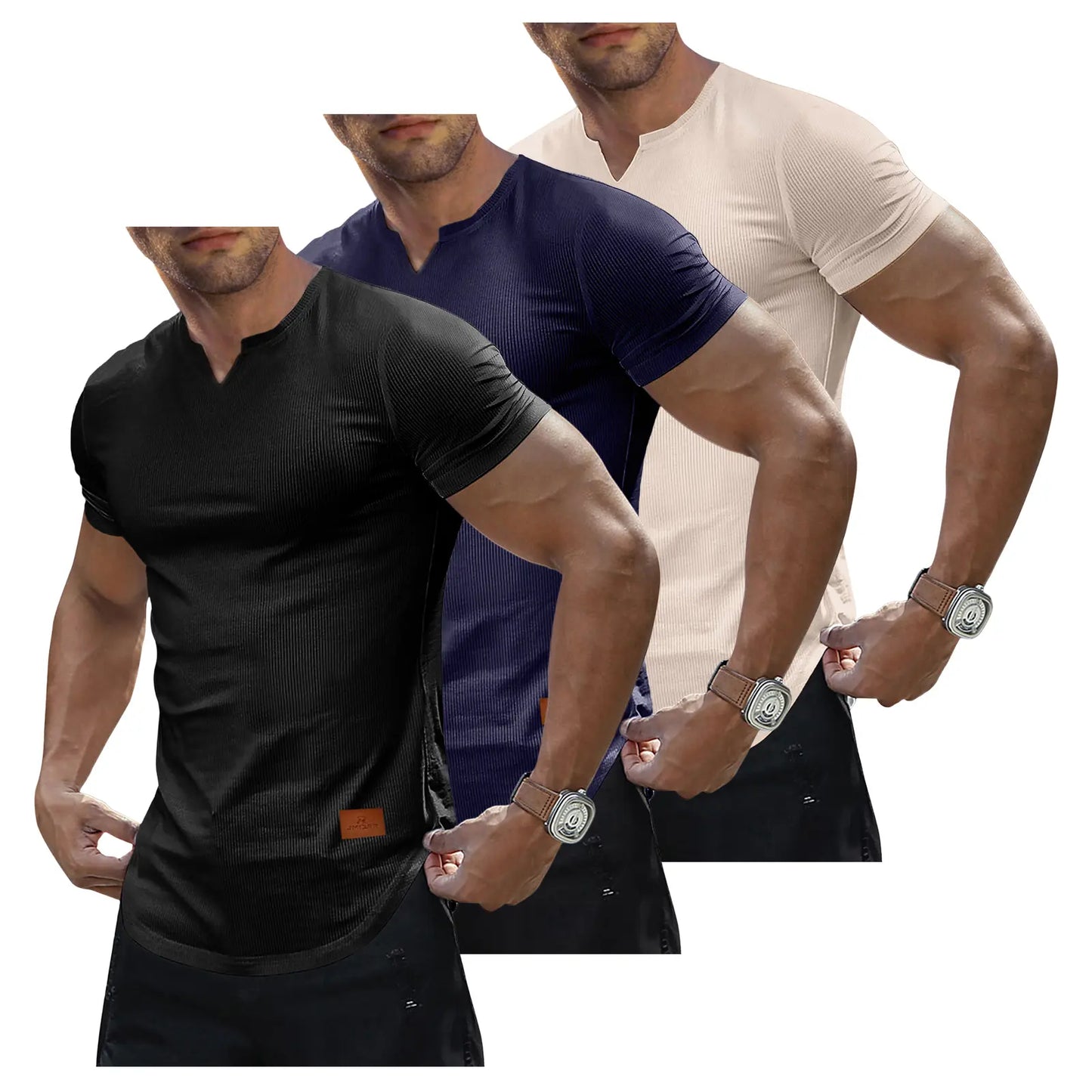🔥 Limited-Time Sale ✨ Men’s Muscle Slim Fit Tee | V Neck Henley Longline Gym Athletic Shirt 💪👕