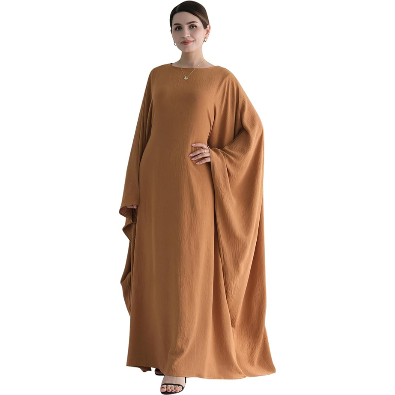 ✨ Muslim Prayer Dress Abaya – Elegant Waist-Defined Islamic Eid Robe, Flowy Modest Maxi Outfit