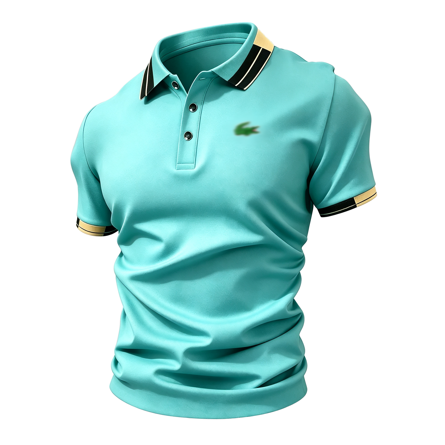 Men's Crocodile Print Polo Shirt – Breathable Casual Stretch Fit Top