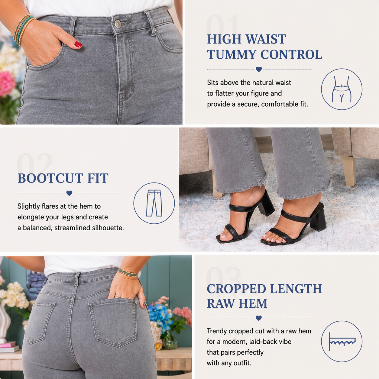 🔥 Limited-Time Sale ✨ Women’s High Waist Cropped Bootcut Jeans | Acid Wash Stretch Denim Pants | Frayed Hem Casual Flare Trousers 👖