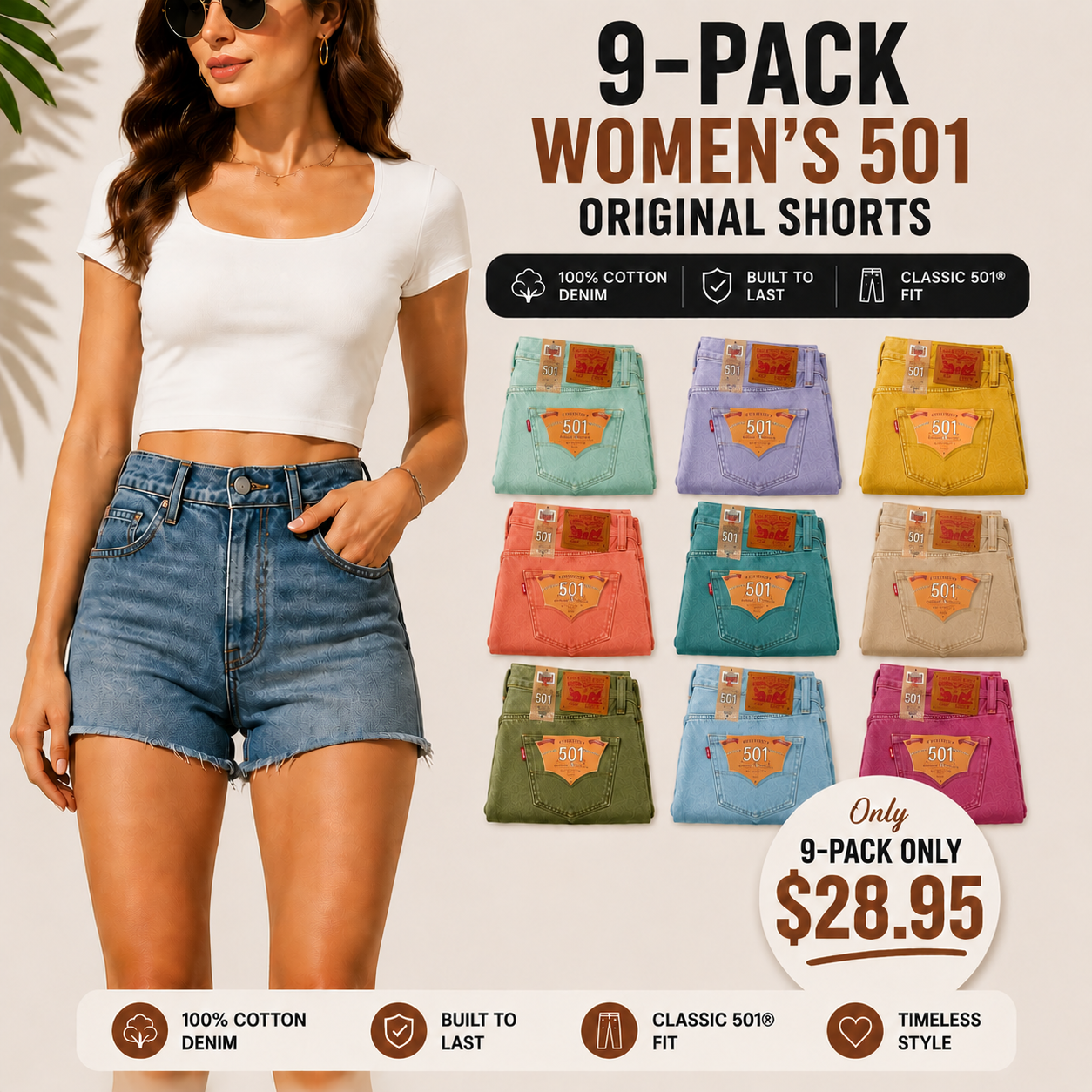 🔥BIG SALE, limited stock 🔥 501 Original Fit Denim Shorts(Multi-Color Value Pack)