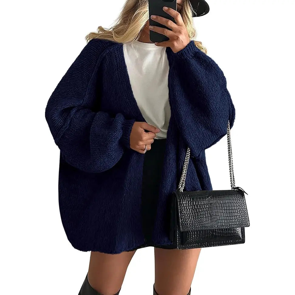 🔥 Limited-Time Sale ✨ Women’s Oversized Cardigan Sweater | Lantern Sleeve Open Front Knit Top | Lightweight Fall Casual Layering Wear 🍂