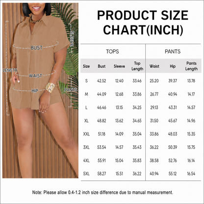 ❤️DEALS FOR YOU-Women's Chic Short Sleeve Top & Shorts 2-Piece Set