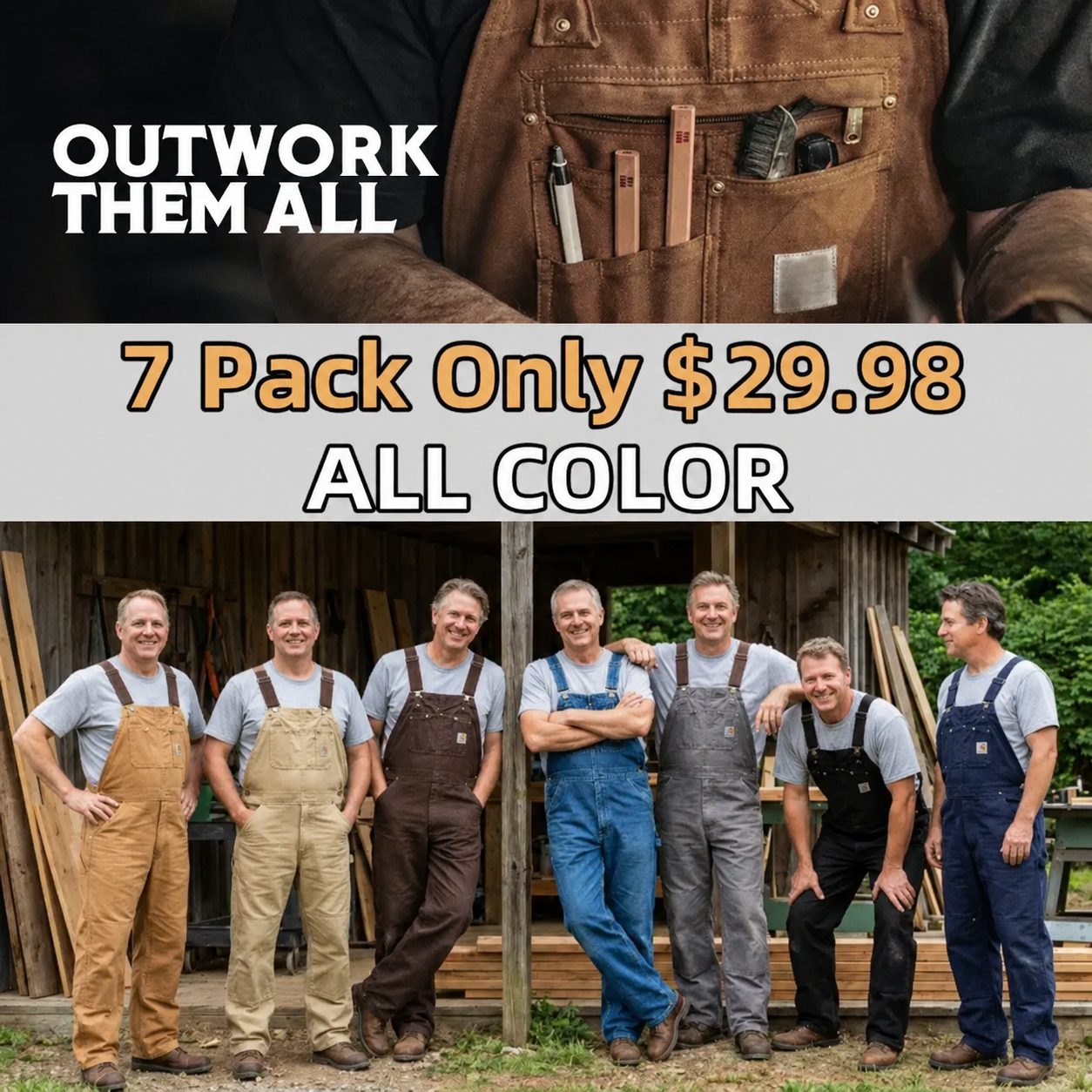 🔥Men's Denim Bib Overalls Workwear with Adjustable Straps & Tool Pockets