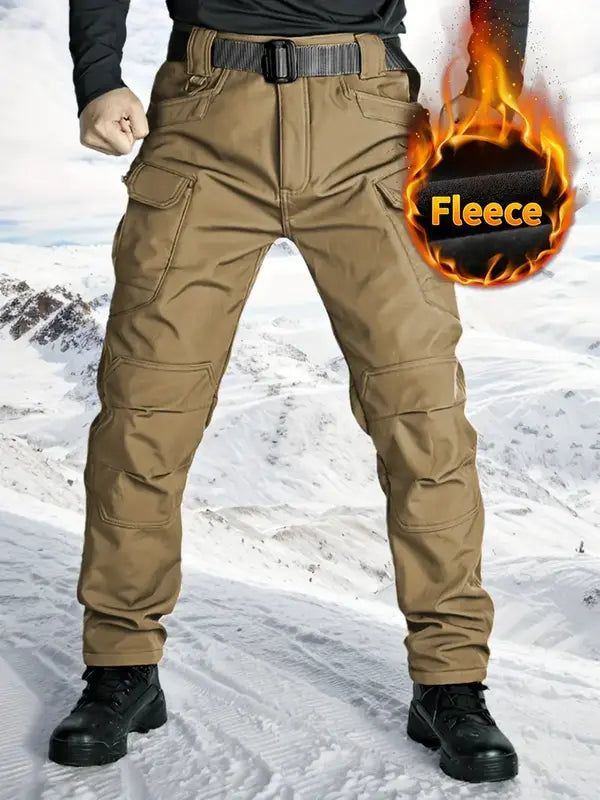 Outdoor Warm Tactical Pants for Men | Windproof Soft-Shell, Fleece Lined, Multi-Pocket Military Design