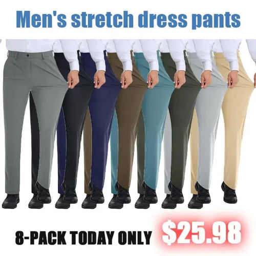 🔥Hot Sale🎉Men's Stretch Golf Dress Pants🔥8-Pack - All Colors Included, Only $25.98