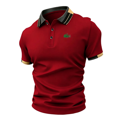 Men's Crocodile Print Polo Shirt – Breathable Casual Stretch Fit Top