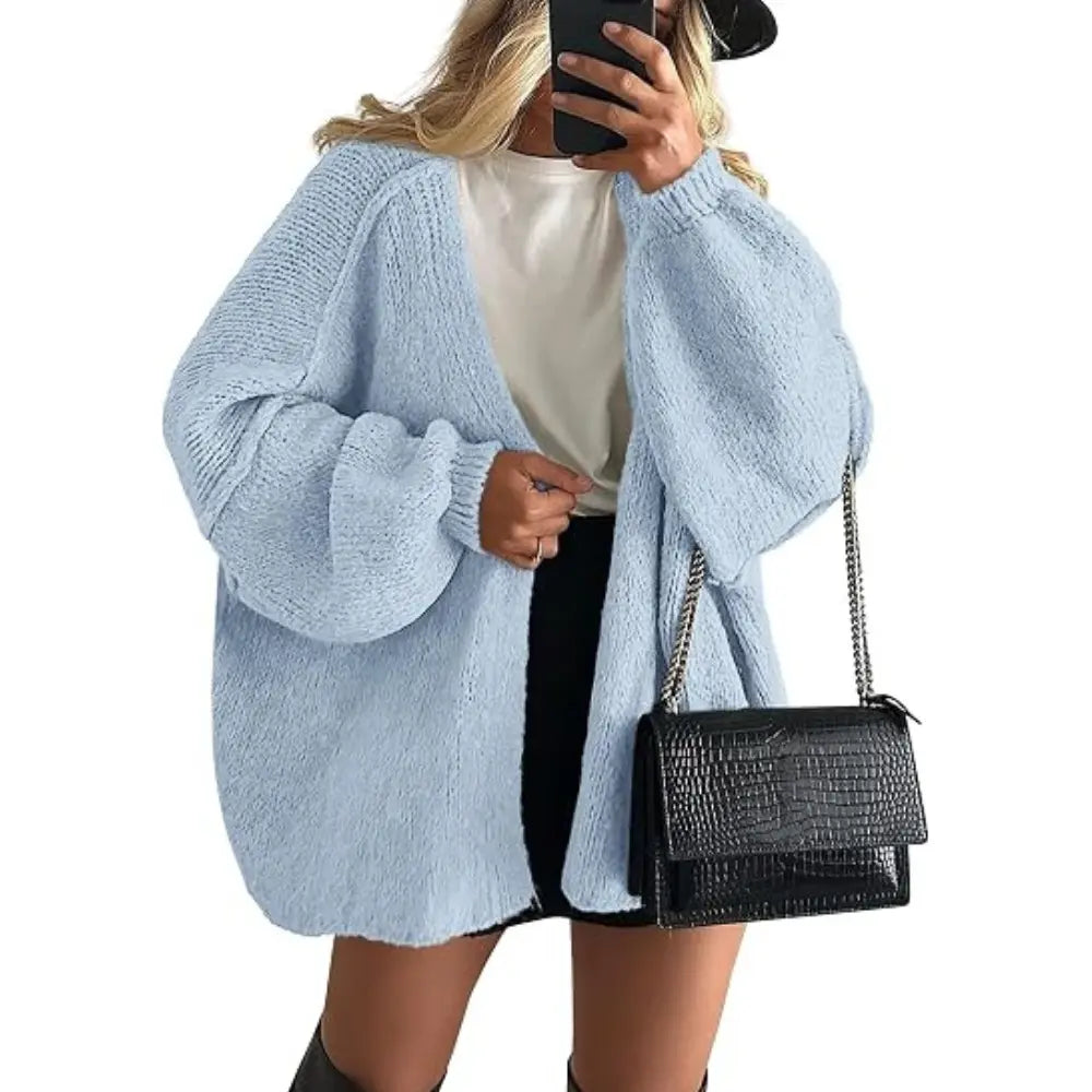🔥 Limited-Time Sale ✨ Women’s Oversized Cardigan Sweater | Lantern Sleeve Open Front Knit Top | Lightweight Fall Casual Layering Wear 🍂