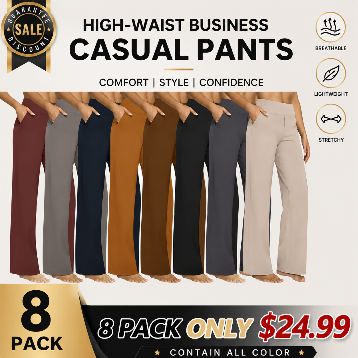 💘Women’s High-Waist Wide Leg Pants – Business Casual Yoga Dress Pants with Pockets
