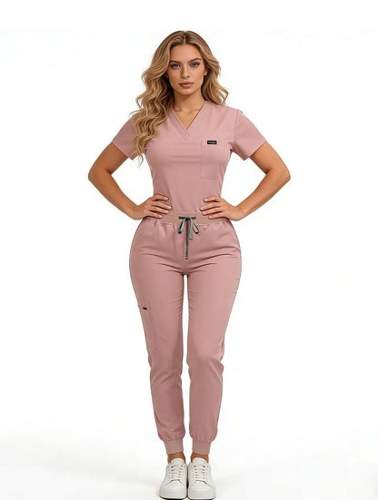 Women's Daily Wear Two-Piece Outfit, Anti-Pilling Lightweight Breathable Multi-Pocket Top & Side Pocket Jogger Pants for Casual, Travel & Lounge Daily Suits