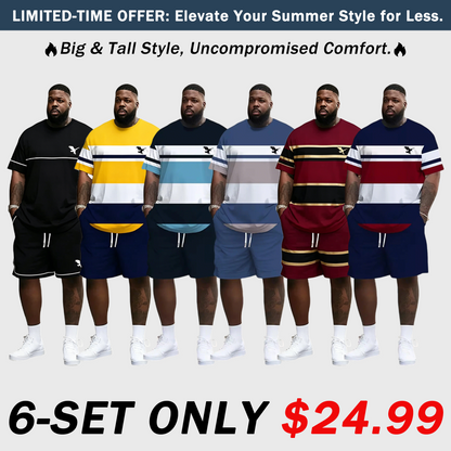 Men's Summer 2-Piece Set – Ultra-Breathable 3D Print Tee & Shorts, All-Day Comfort