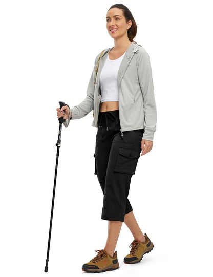 🔥Last day promotion!Women’s Loose Fit Lightweight Capri Cargo Pants – Casual 3/4 Trousers with 6 Pockets