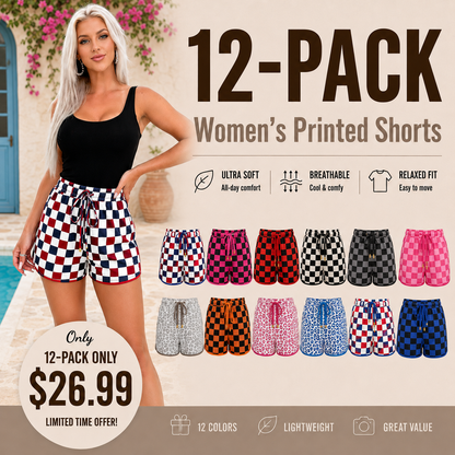 🔥 Limited-Time Sale 🌴 Women’s Checkered Plaid Drawstring Shorts | Elastic Waist Casual Lounge Beach Shorts with Pockets 👖✨