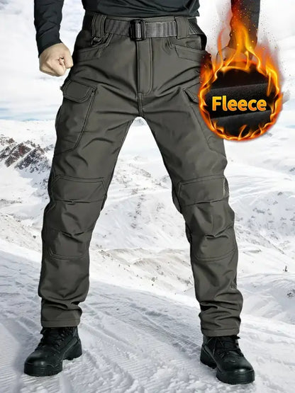 Outdoor Warm Tactical Pants for Men | Windproof Soft-Shell, Fleece Lined, Multi-Pocket Military Design