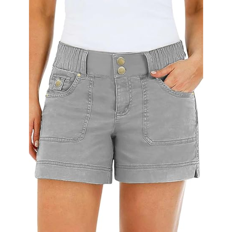 ✨ Women's Mid Waist Casual Shorts with Side Split & Flap Pockets