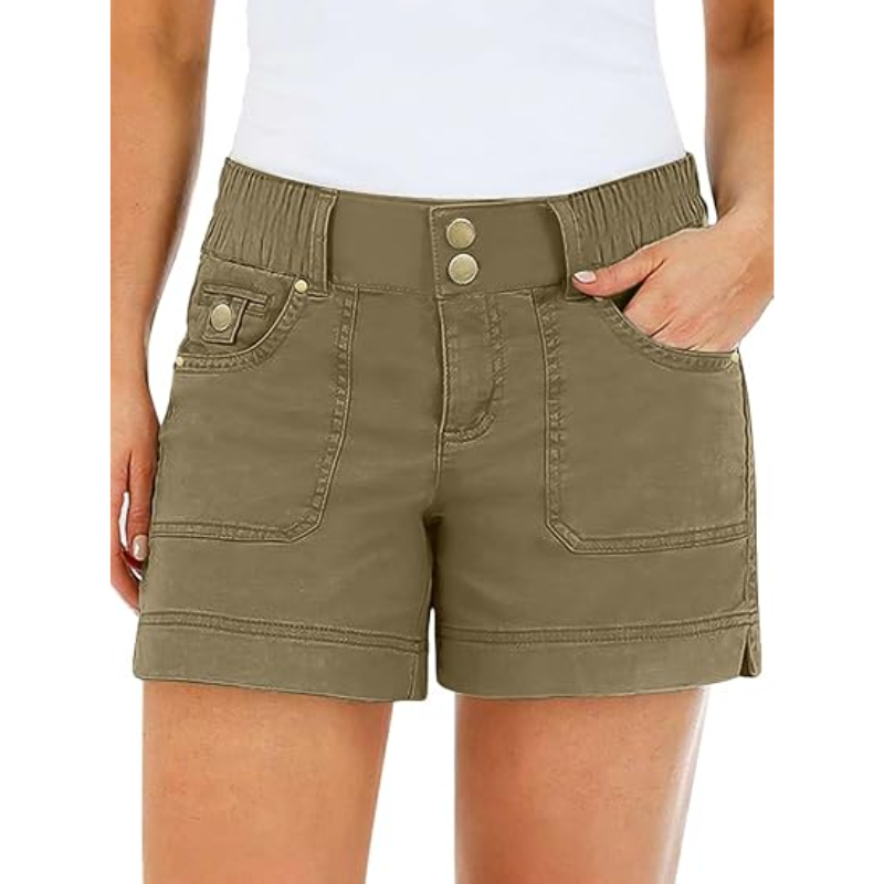 ✨ Women's Mid Waist Casual Shorts with Side Split & Flap Pockets