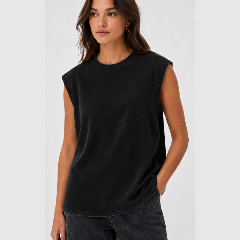 🔥Acid-Wash Unisex Cotton Tank Top – Sleeveless Raw-Edge Loose Fit Vintage Streetwear Summer Top