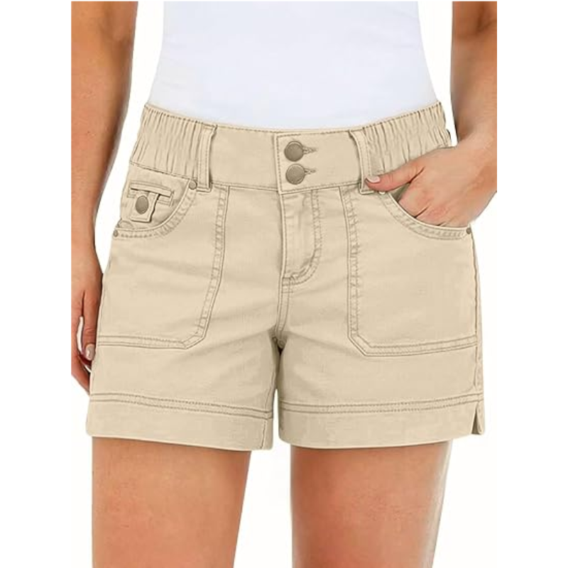 ✨ Women's Mid Waist Casual Shorts with Side Split & Flap Pockets