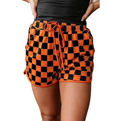🔥 Limited-Time Sale 🌴 Women’s Checkered Plaid Drawstring Shorts | Elastic Waist Casual Lounge Beach Shorts with Pockets 👖✨
