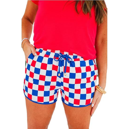 🔥 Limited-Time Sale 🌴 Women’s Checkered Plaid Drawstring Shorts | Elastic Waist Casual Lounge Beach Shorts with Pockets 👖✨