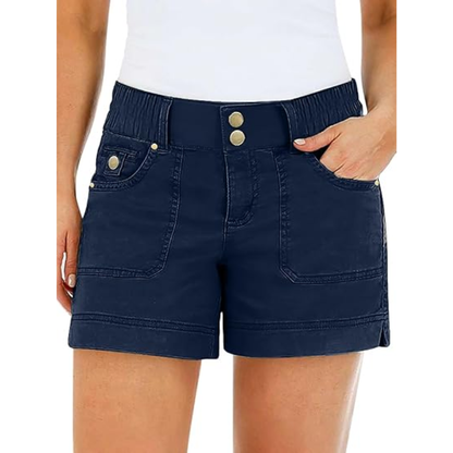 ✨ Women's Mid Waist Casual Shorts with Side Split & Flap Pockets