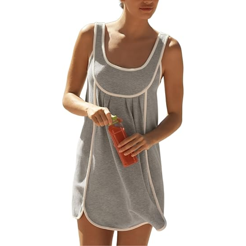 ☀️ Women's Sleeveless Mini Dress – Casual Loose Fit Sundress with Pockets 💖