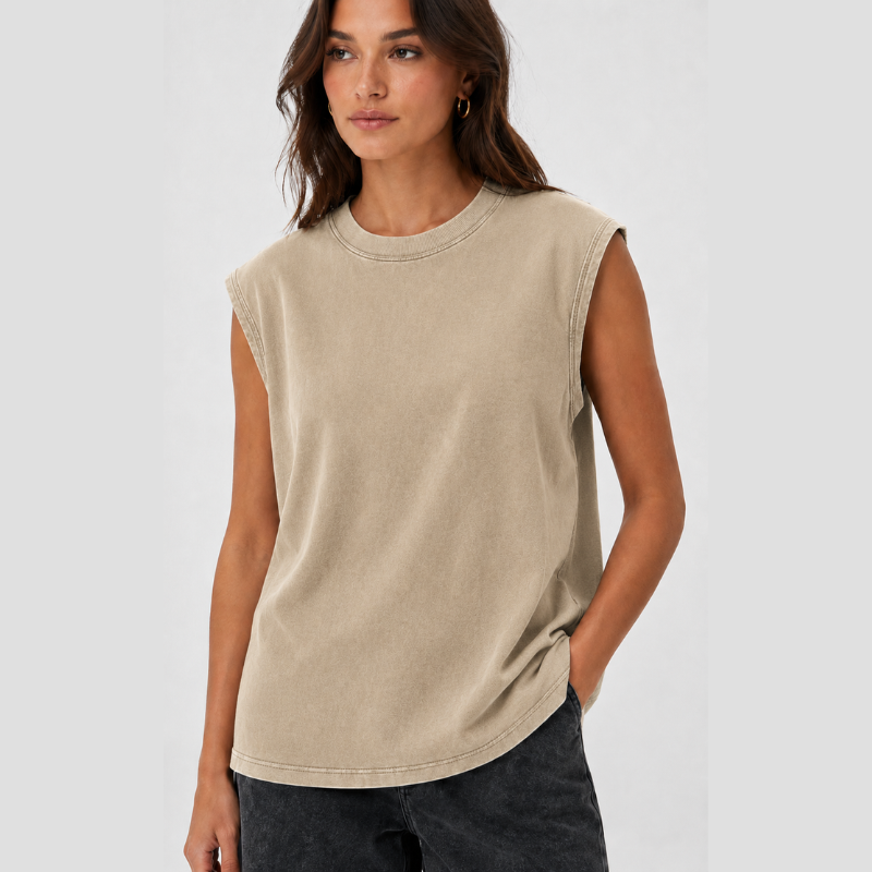 🔥Acid-Wash Unisex Cotton Tank Top – Sleeveless Raw-Edge Loose Fit Vintage Streetwear Summer Top