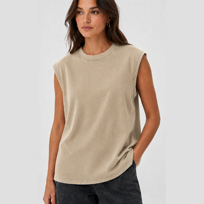 🔥Acid-Wash Unisex Cotton Tank Top – Sleeveless Raw-Edge Loose Fit Vintage Streetwear Summer Top