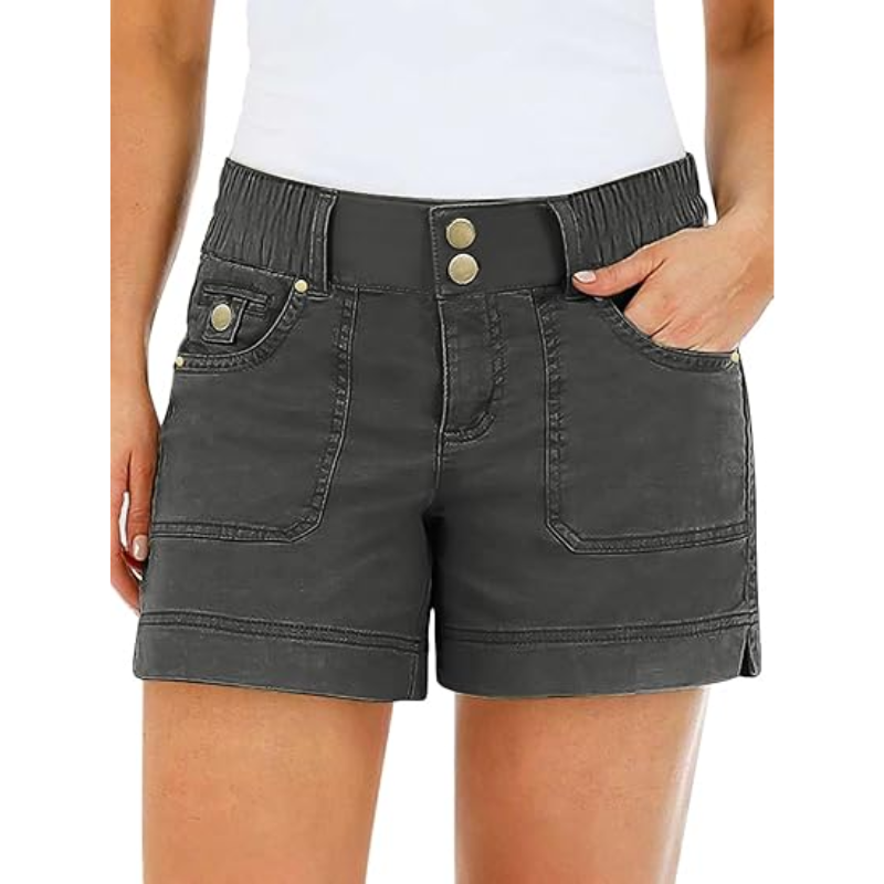 ✨ Women's Mid Waist Casual Shorts with Side Split & Flap Pockets