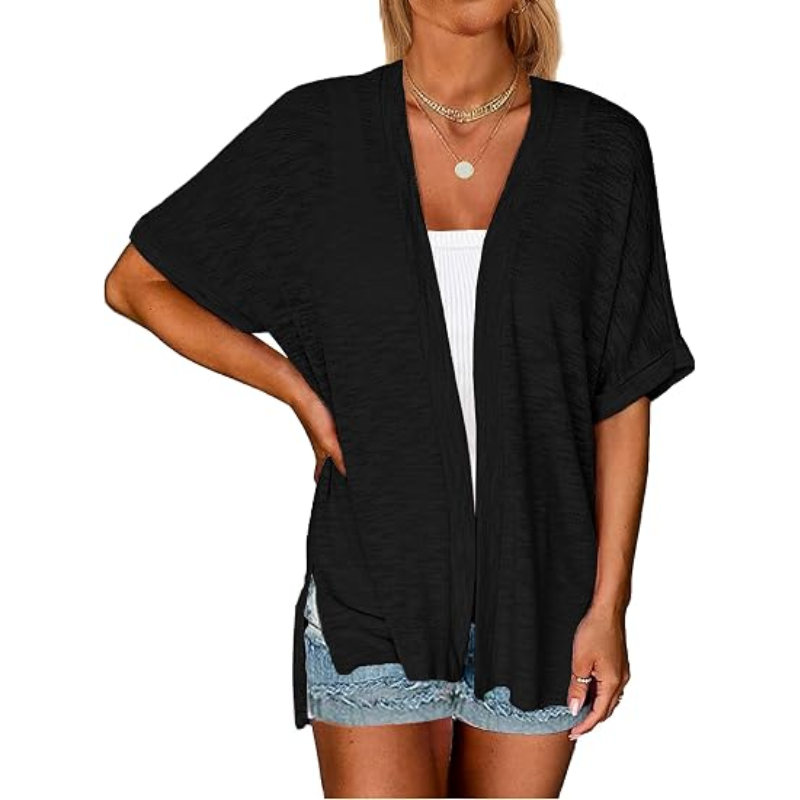 👗 Women's Casual Lightweight Cardigan – Short Sleeve Open Front Cover-Up for Summer