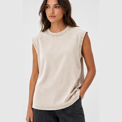 🔥Acid-Wash Unisex Cotton Tank Top – Sleeveless Raw-Edge Loose Fit Vintage Streetwear Summer Top