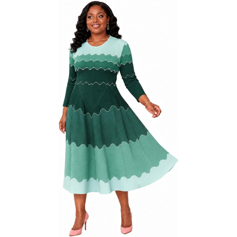 🔥 Limited-Time Sale ✨ Women’s Elegant Pearl Midi Dress | Church & Party Formal Outfit | S-5XL Sizes Available 🌸