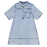 light blue button Short-sleeved style