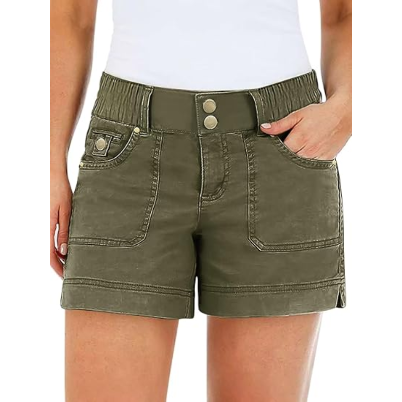 ✨ Women's Mid Waist Casual Shorts with Side Split & Flap Pockets