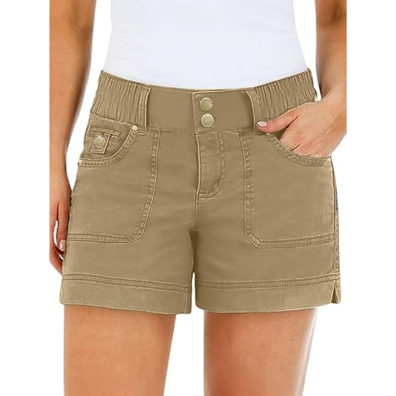 ✨ Women's Mid Waist Casual Shorts with Side Split & Flap Pockets
