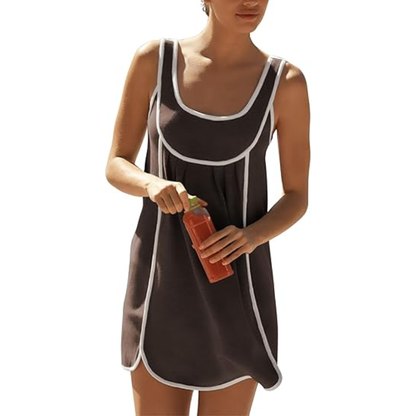 ☀️ Women's Sleeveless Mini Dress – Casual Loose Fit Sundress with Pockets 💖