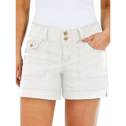 ✨ Women's Mid Waist Casual Shorts with Side Split & Flap Pockets