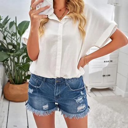 Women's Casual Mid Rise Denim Shorts