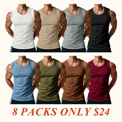 ⏰Final 3 hours 80% OFF🔥Men’s Wide Strap Ribbed Tank Top, High Stretch Breathable Muscle Tank, Heavyweight Drapey Fit Gym & Casual Sleeveless Shirt