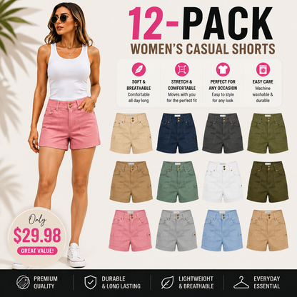 ✨ Women's Mid Waist Casual Shorts with Side Split & Flap Pockets