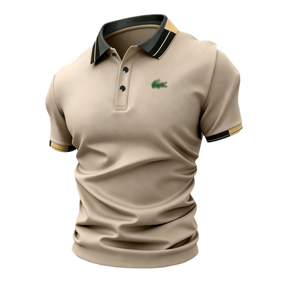 Men's Crocodile Print Polo Shirt – Breathable Casual Stretch Fit Top