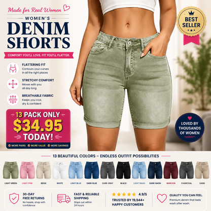 [Final Clearance Sale]Women’s Washed Slim Fit Denim Shorts with Pockets