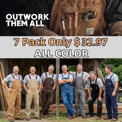 Men's Denim Bib Overalls Workwear with Adjustable Straps & Tool Pockets