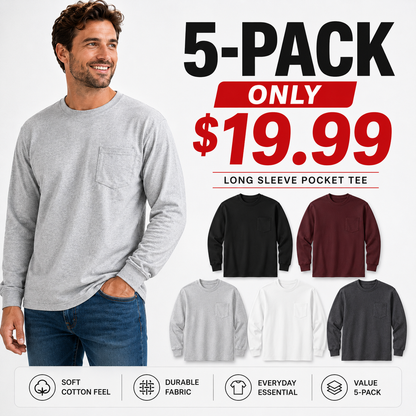 💥Men's Heavyweight Cotton Pocket T-Shirt – Relaxed Fit Everyday Casual Tee | Big & Tall Available