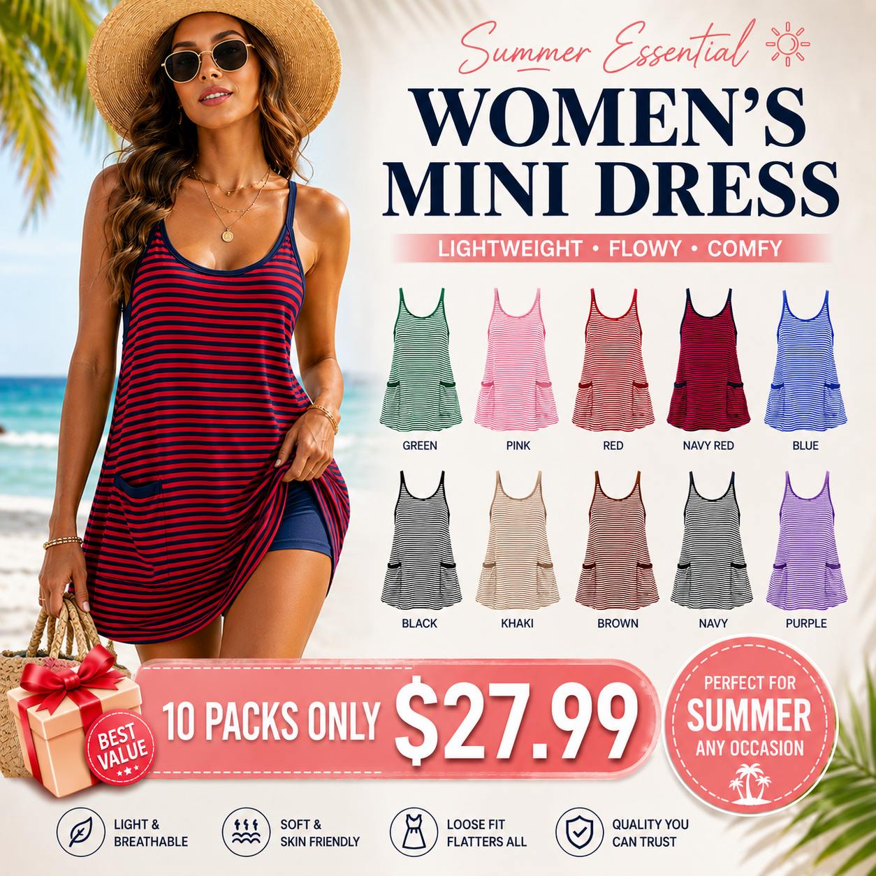 ☀️ Summer Active Mini Dress Sporty Comfort Meets Everyday Style ✨