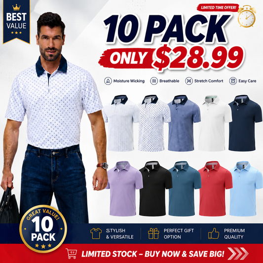 🔥 Limited-Time Sale ✨ Men’s Classic Polo Shirt | Contrast Collar Short Sleeve Golf & Casual Performance Top 👕🏌️‍♂️