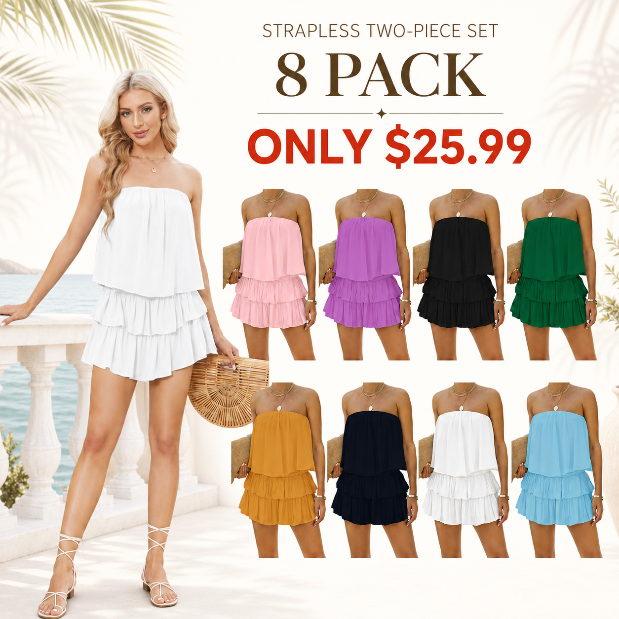 🔥 Limited-Time Sale ✨ Women’s Off Shoulder Romper | Strapless Smocked Flowy Jumpsuit Dress 🌸