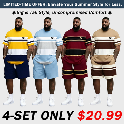 Men's Summer 2-Piece Set – Ultra-Breathable 3D Print Tee & Shorts, All-Day Comfort