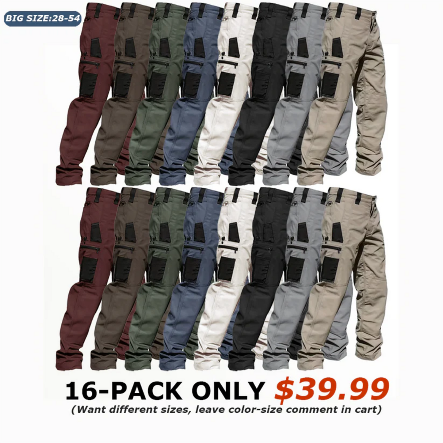 🔥8-Pack Only $29.99(All colors)🔥Men's 8-Pack Unisex 10-Pocket Heavy Duty zipper waterproof tactical Work Pants