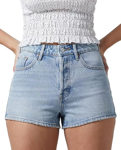 ✨ Women's Mid-Rise Denim Shorts – Stretchy Casual Summer Shorts with Pockets